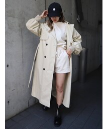 EVRIS | ボリュームスリーブレザーライクコート(トレンチコート)