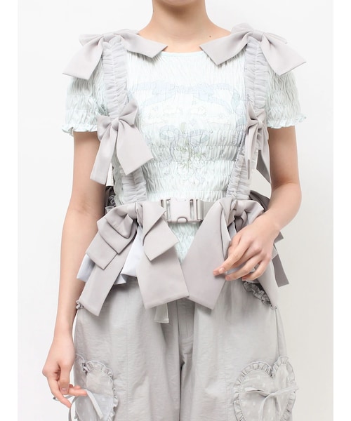 merry jenny（メリージェニー）の「Tulle ribbon harness（チャーム・レディース・オフホワイト/ピンク/アイスブルー・F）」の2枚目の写真