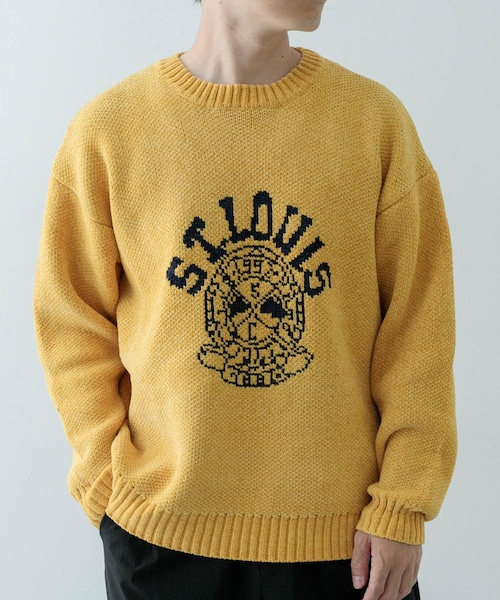 ITEMS URBANRESEARCH（アイテムズ アーバンリサーチ）の「カレッジロゴ モール クルーネック ニット（ニット/セーター・メンズ・NVY/BLK/BEG/MTD・M/L）」の4枚目の写真