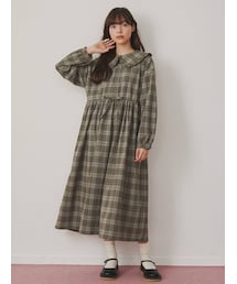 merry jenny | bear刺繍チェックワンピース(ワンピース)