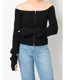 EVRIS | フロントジップオフショルニットトップス(ニット/セーター)