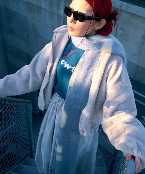 THE GOODLAND MARKET（ザグッドランドマーケット）の「『別注』MIDIUMISOLID×TGM　boa blouson（ブルゾン・レディース・white/gray・FREE）」の6枚目の写真