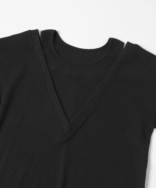 SENSE OF PLACE by URBAN RESEARCH（センスオブプレイスバイアーバンリサーチ）の「レイヤードネックリブワンピース（ワンピース・レディース・OATMEAL/BLACK/CHARCOAL・COMPACT/One）」の10枚目の写真