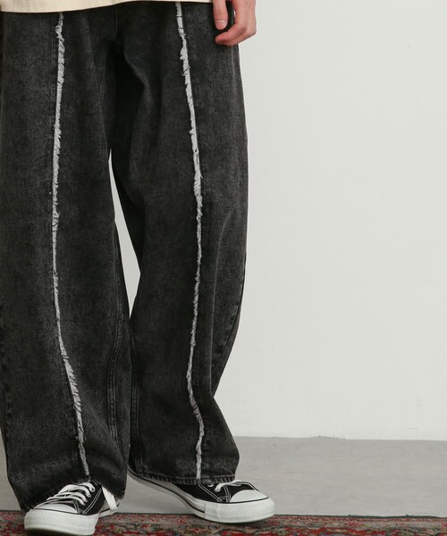 SENSE OF PLACE by URBAN RESEARCH（センスオブプレイスバイアーバンリサーチ）の「デニムフリンジパネルワイドパンツ（デニムパンツ・メンズ・BLACK/L.INDIGO・M/L）」の12枚目の写真