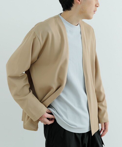 ITEMS URBANRESEARCH（アイテムズ アーバンリサーチ）の「シアーストレッチ ラップカーディガン（カーディガン/ボレロ・メンズ・BEG/BLK・M/L）」の17枚目の写真