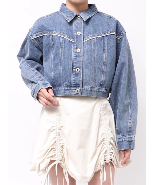 CALNAMUR（カルナムール）の「ヨークデザインデニムジャケット（デニムジャケット・レディース・アイボリー/グリーン/インディゴ/クリア/ブラック/ブルー・F）」の20枚目の写真