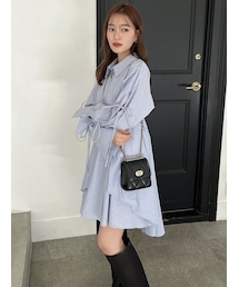 dazzlin | シャツイレフレアミニワンピース(シャツワンピース)