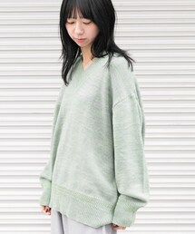 EKAL | Vネックバルキーボーダーニット(ニット/セーター)