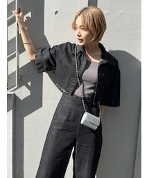 EMODA | 【セットアップ着用可】ヘムカットクロップスデニムシャツ(シャツ/ブラウス)