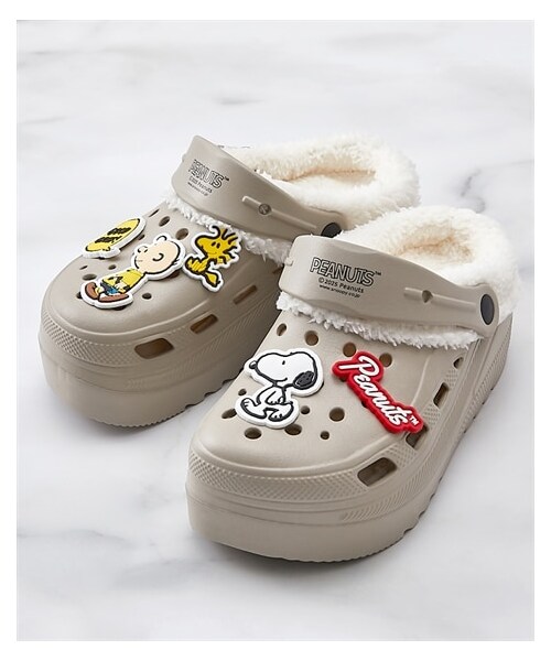 nissen（ニッセン）の「PEANUTS（ピーナッツ）ボア付厚底クロックシューズ（スヌーピー）（バレエシューズ・メンズ・ホワイト/ベージュ・23.0cm/24.0cm/25.0cm）」の5枚目の写真