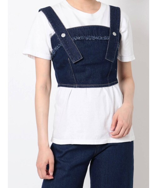 EMODA（エモダ）の「COMPACT DENIM BUSTIER（Tシャツ/カットソー・レディース・ブルー/インディゴ/ベージュ・M/S）」の21枚目の写真