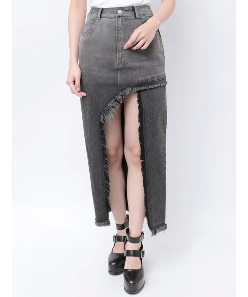 EATME（イートミー）の「カットオフスリットデニムスカート（デニムスカート・レディース・ブラック/ブルー/アイスブルー・S/M）」の6枚目の写真