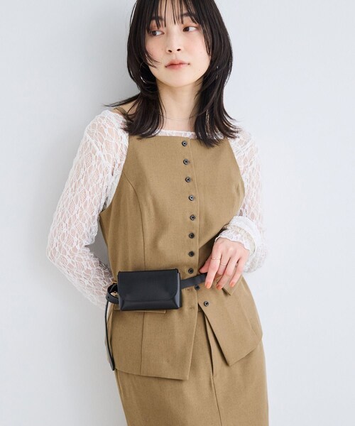 VIS(ビス)の「サマーツィードボタンアップキャミトップス/セットアップ対応(キャミソール・レディース・チャコール/オフホワイト/ベージュ系・F)」の19枚目の写真