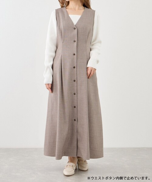 ROPE' PICNIC(ロペピクニック)の「【低身長・小柄さんサイズ】ウエストタックジャンパースカート(ジャンパースカート・レディース・グレー系/ベージュ系/ネイビー・F)」の19枚目の写真