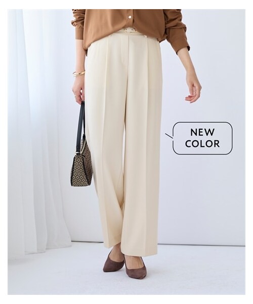 nissen（ニッセン）の「大きいサイズ こなれBEAUTYストレッチワイドパンツ（ゆったりヒップ）（パンツ・レディース・スモーキーグリーン/グレイッシュブルー/ネイビー/黒/オフホワイト・L/LL/3L/4L/5L/6L/8L/10L）」の11枚目の写真