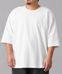 nissen | 綿100％七分袖フットボールTシャツ【大きいサイズ】(Tシャツ/カットソー)