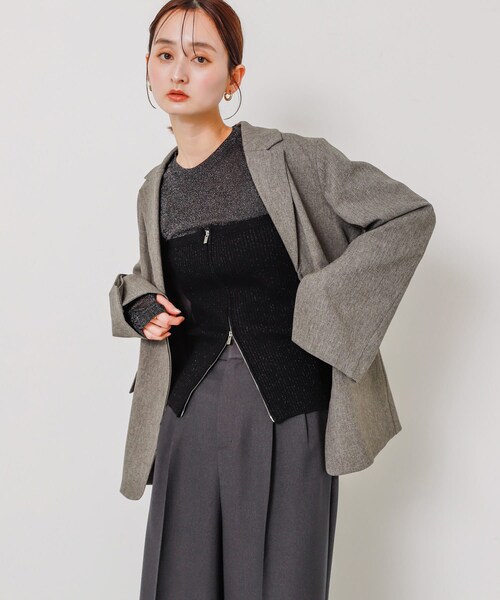 SENSE OF PLACE by URBAN RESEARCH(センスオブプレイスバイアーバンリサーチ)の「ラメジップニットビスチェ(その他トップス・レディース・GRAY/BLACK/YELLOW・one)」の6枚目の写真