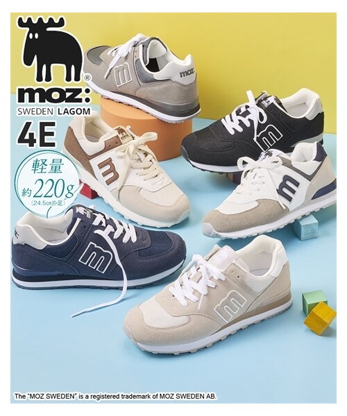 nissen（ニッセン）の「【ゆったり幅広】moz（モズ）軽量ロゴスニーカー（ワイズ４Ｅ）（スニーカー・メンズ・黒/ネイビー/ワイン/マスタードミックス/ネイビーコンビ/ブラウン×ネイビー/黒2/グレー/ベージュ/ネイビー2/ライトベージュ×ブラウン/グレージュ/ピンク/ライトベージュ/ライトグレー/サックス/ピンクミックス/グレー×パープル/ホワイト×ベージュ・23.5cm/4E/24.0cm/4E/24.5cm/4E/25.0cm/4E/25.5cm/4E/26.0cm/4E/26.5cm/4E/27.0cm/4E）」の3枚目の写真