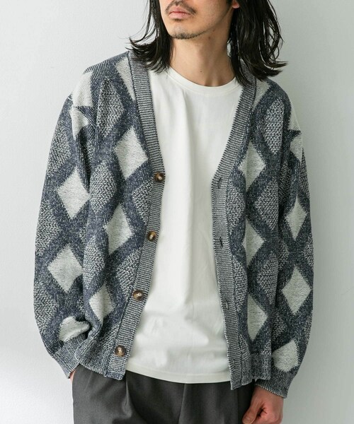 URBAN RESEARCH Sonny Label（アーバンリサーチサニーレーベル）の「ジャガードVネックニットカーディガン（カーディガン/ボレロ・メンズ・ボルドー/オフ/グリーン・M/L）」の15枚目の写真