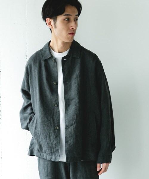 URBAN RESEARCH DOORS(アーバンリサーチドアーズ)の「シルケットリネン シャツジャケット(テーラードジャケット・メンズ・ECRU/BROWN/INK BLACK・M/L)」の17枚目の写真