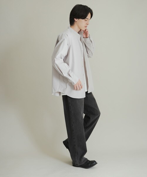 SENSE OF PLACE by URBAN RESEARCH（センスオブプレイスバイアーバンリサーチ）の「ピーチブロードバンドカラーロングスリーブシャツ（シャツ/ブラウス・メンズ・L.GRAY/CHARCOAL/L.BLUE・M/L）」の11枚目の写真