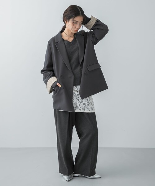 SENSE OF PLACE by URBAN RESEARCH（センスオブプレイスバイアーバンリサーチ）の「ワイドスリーブオーバージャケット（テーラードジャケット・レディース・CHARCOAL/IVORY/BEIGE・One）」の19枚目の写真