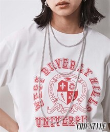 CHIC STYLE | 大きいサイズ スモーキーシルバーロングネックレス（長め設計）　シックスタイル(ネックレス)