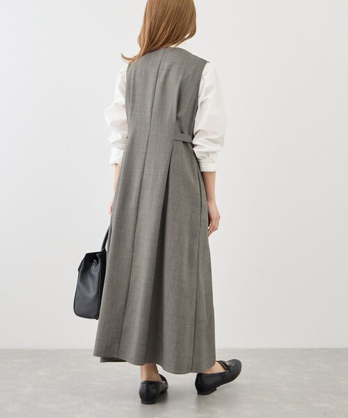 ROPE' PICNIC(ロペピクニック)の「【低身長・小柄さんサイズ】ウエストタックジャンパースカート(ジャンパースカート・レディース・グレー系/ベージュ系/ネイビー・F)」の14枚目の写真
