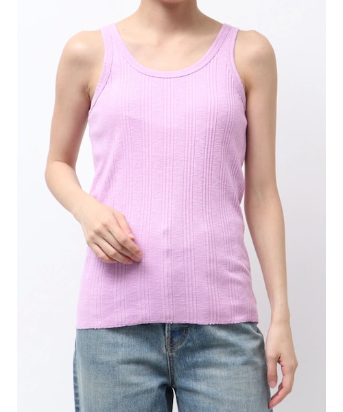 Ungrid（アングリッド）の「ランダムテレコタンクトップ（タンクトップ・レディース・チャコールグレー/ブルー/ネイビー/パープル/オレンジ/オフホワイト・F）」の16枚目の写真