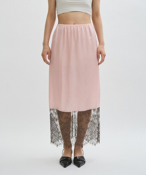 ADAM ET ROPE'（アダムエロペ）の「【EMOELLE】キュプラレースイージースカート（スカート・レディース・ダークブラウン/ピンク・F）」の18枚目の写真