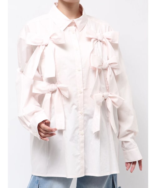 merry jenny（メリージェニー）の「bon bon ribbon shirt（シャツ/ブラウス・レディース・オフホワイト/ブラック/ピンク/ミックス・F）」の4枚目の写真