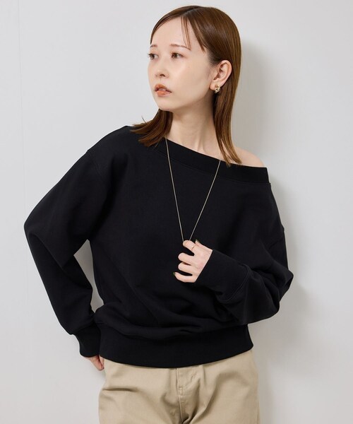 ROPE' PICNIC（ロペピクニック）の「2WAYボートネックスウェット/リンクコーデ（スウェット・レディース・ブラック/ライトグレー/キナリ・F）」の5枚目の写真