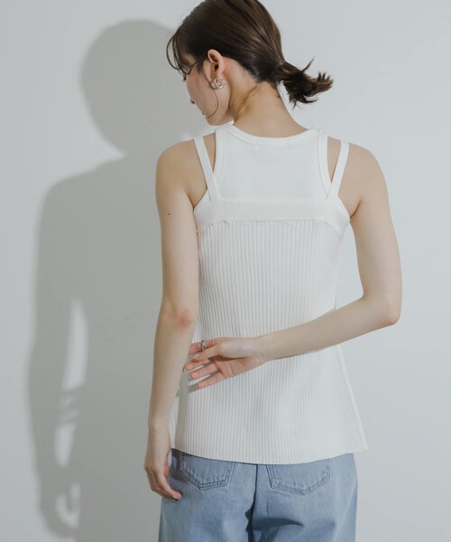 SENSE OF PLACE by URBAN RESEARCH(センスオブプレイスバイアーバンリサーチ)の「フロントリボンニットキャミソール(キャミソール・レディース・GREEN/IVORY/BLACK・one)」の6枚目の写真