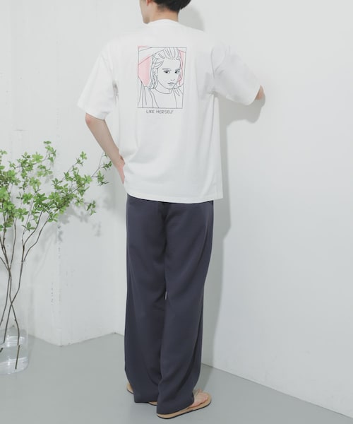 SENSE OF PLACE by URBAN RESEARCH(センスオブプレイスバイアーバンリサーチ)の「ガールグラフィックTシャツ(5分袖)(Tシャツ/カットソー・メンズ・PURPLE/WHITE①/PINK/ORANGE①/WHITE②/ORANGE②/WHITE③/MINT/ORANGE③・M/L)」の4枚目の写真