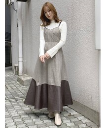 dazzlin | ヘリンボーンレザーコンビジャンスカ(ワンピース)