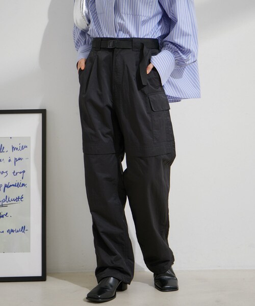 VIS（ビス）の「【洗える】ベルト付ナイロンカーゴパンツ（カーゴパンツ・レディース・キナリ/ブラック/オレンジ系・M/S）」の7枚目の写真