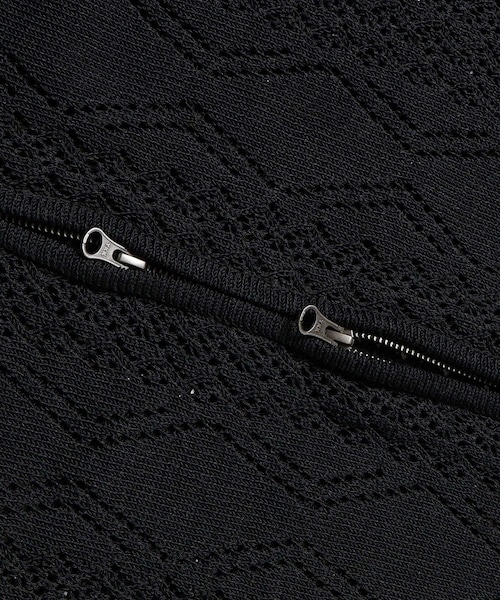 ADAM ET ROPE'（アダムエロペ）の「【AMOMENTO/アモーメント】CROCHET ZIP-UP CARDIGAN（カーディガン/ボレロ・メンズ・ブラック/ホワイト・L/M）」の11枚目の写真