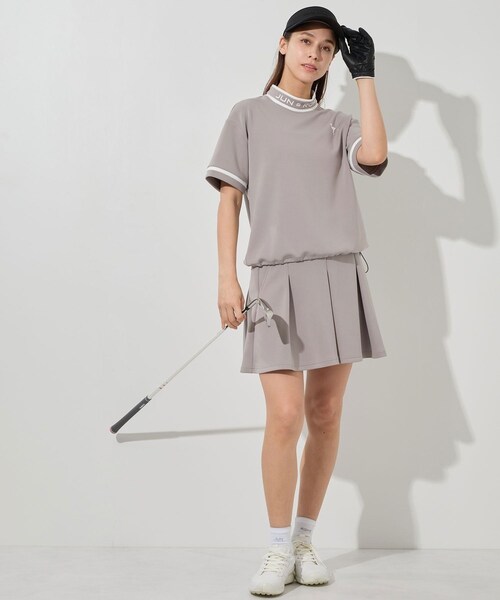 ROPE'（ロペ）の「ダンボールニット5分袖配色プルオーバー/セットアップ対応・UV・接触冷感（Tシャツ/カットソー・レディース・ブラウン/モスグリーン/サックス・L/M/S）」の17枚目の写真