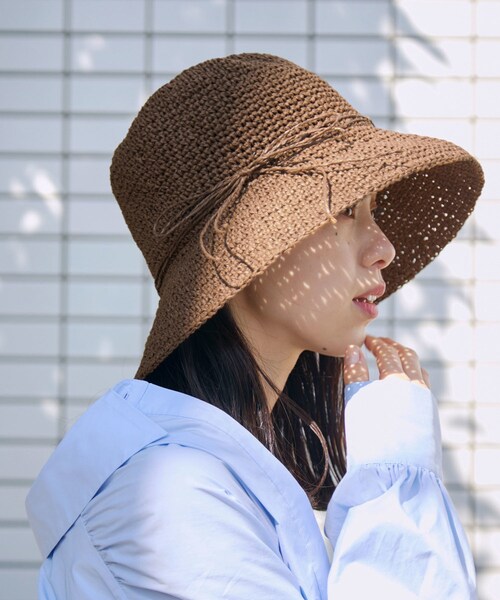 VIS(ビス)の「ナチュラル雑材ハット(ハット・レディース・ダークブラウン/ベージュ/ベージュ系・F)」の1枚目の写真