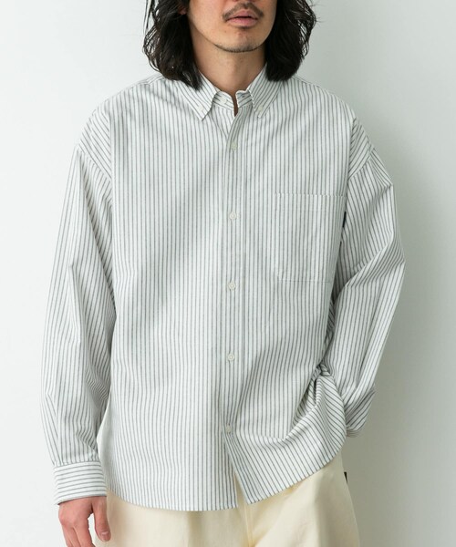 URBAN RESEARCH Sonny Label（アーバンリサーチサニーレーベル）の「抗菌オックスボタンダウンオーバーシャツ（シャツ/ブラウス・メンズ・オフ/サックス/オフストライプ・M/L/XL）」の21枚目の写真