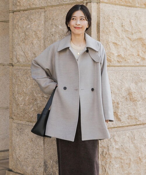 URBAN RESEARCH DOORS（アーバンリサーチドアーズ）の「『UR TECH』ミドル丈コート（テーラードジャケット・レディース・BRICK/杢BEIGE/NAVY・M）」の2枚目の写真