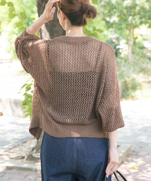 ITEMS URBANRESEARCH（アイテムズ アーバンリサーチ）の「メッシュジップニットカーディガン（ニット/セーター・レディース・BRN/GREGE/BLK・FREE）」の21枚目の写真