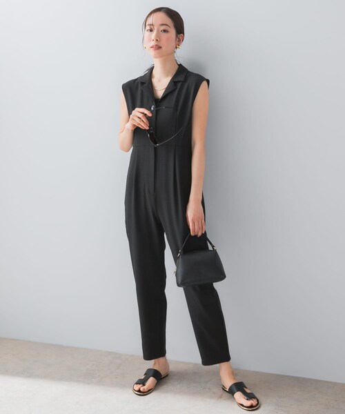 URBAN RESEARCH ROSSO(アーバンリサーチロッソ)の「『UR TECH DRYLUXE』F by ROSSO オープンカラーオールインワン(サロペット/オーバーオール・レディース・BLACK/BEIGE/MOCHA・34/36/38)」の7枚目の写真
