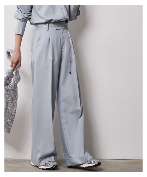 nissen（ニッセン）の「大きいサイズ センタープレスワイドパンツ シックスタイル（パンツ・レディース・オフベージュ/ブルー/チャコールグレー・L/LL/3L/4L/5L/6L/8L/10L）」の22枚目の写真