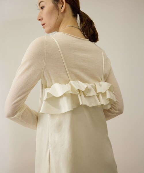 ROPE'（ロペ）の「【洗える】シャイニーサテンキャミワンピース（ドレス・レディース・オフホワイト/オレンジ・F）」の12枚目の写真