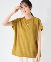 SMILE LAND | ＜大きいサイズ＞ドライタッチぽこぽこジャガードカットソーゆるシルエットプルオーバー（吸汗速乾・UVカット）(Tシャツ/カットソー)