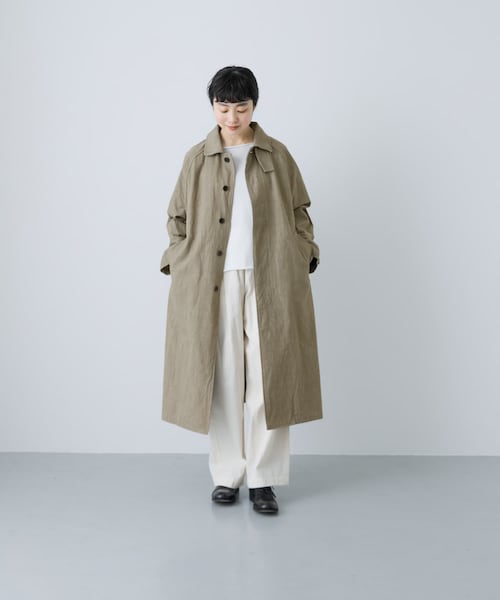 かぐれ（カグレ）の「コットンリネンステンカラーコート（ステンカラーコート・レディース・PURPLE/BEIGE・FREE）」の8枚目の写真