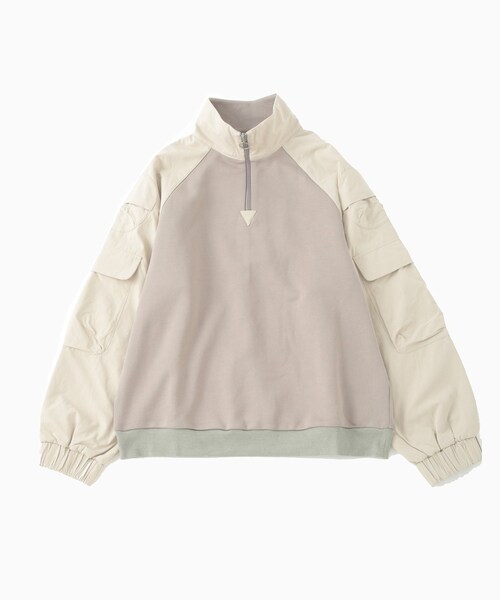 ADAM ET ROPE'（アダムエロペ）の「【X-PARIS/エックスパリ】BI-MATERIAL MILITARY SWEATSHIRT（スウェット・メンズ・ブラック/ライトグレー・M/S）」の6枚目の写真