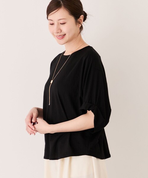 Jayro(ジャイロ)の「バックタックドルマンプルオーバー(Tシャツ/カットソー・レディース・ブラック/ホワイト系/ベージュ・M)」の6枚目の写真