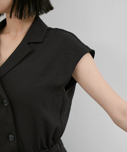 VIS（ビス）の「エアタン加工リラックスロンパース（サロペット/オーバーオール・レディース・ブラック/ベージュ系・F）」の17枚目の写真